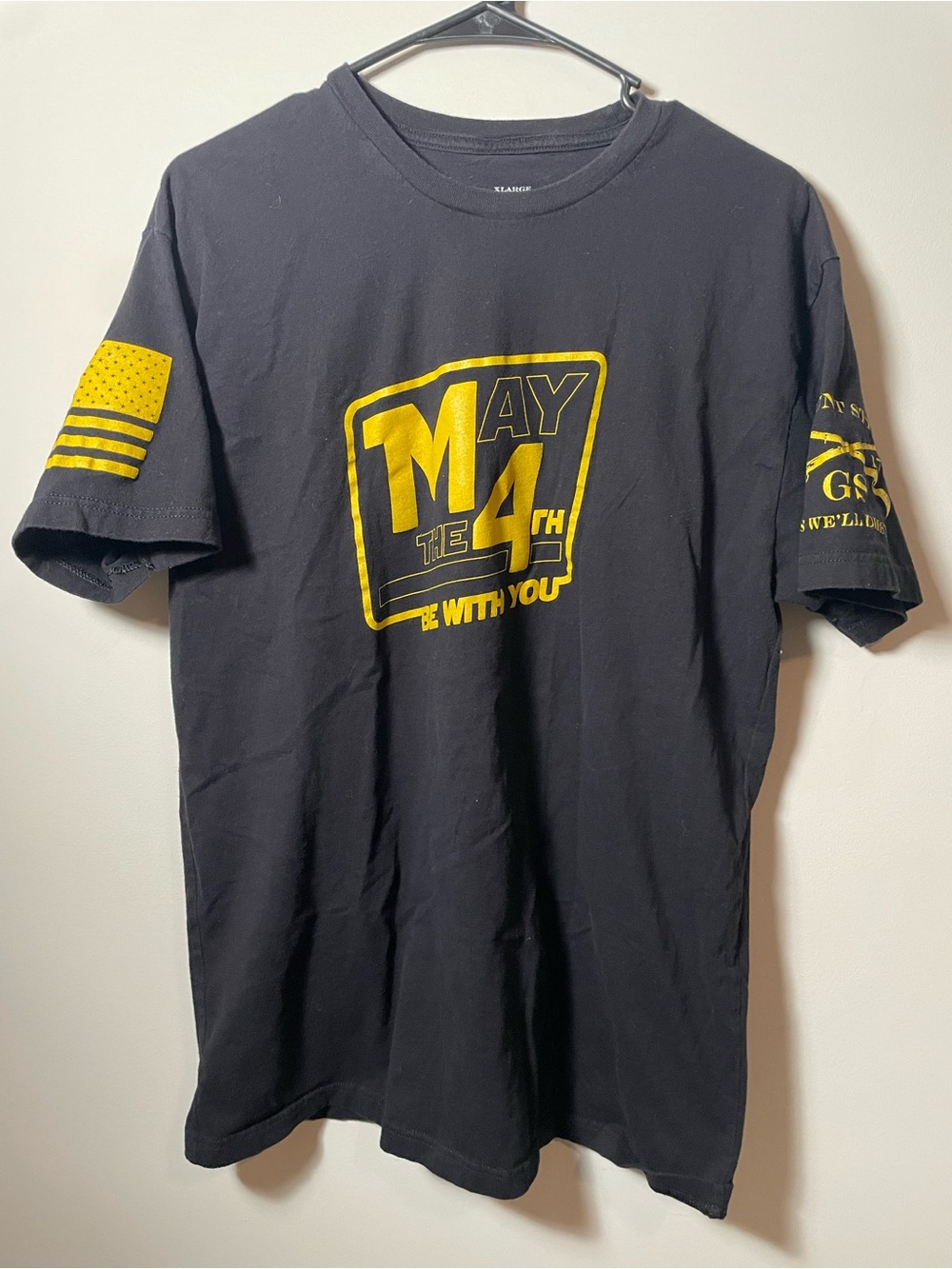 Men's XL Grunt Style Black 'May the 4th' Graphic T-Shirt - Yellow Print